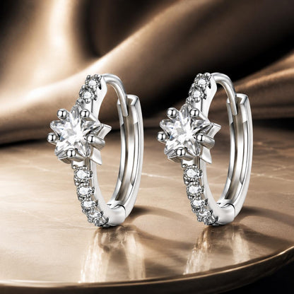 925 Sterling Silver Earrings with Pavé Setting CZ, Platinum Plated, 1.3x0.4cm, for Women  DestGlow