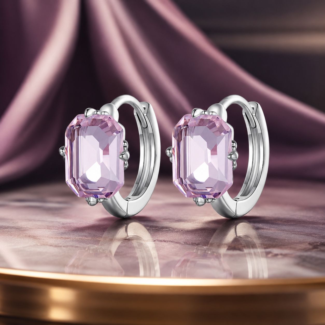 925 Sterling Silver Earrings with Transparent Glass, 12x7mm, for Women  DestGlow