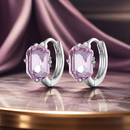 925 Sterling Silver Earrings with Transparent Glass, 12x7mm, for Women  DestGlow