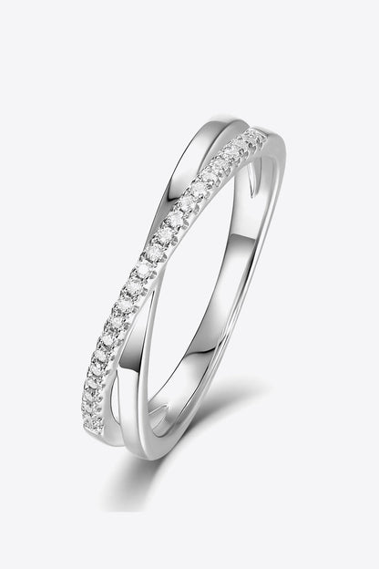 Platinum Over Pure Sterling Silver Crisscross Sparkala™ Ring by Sparkala