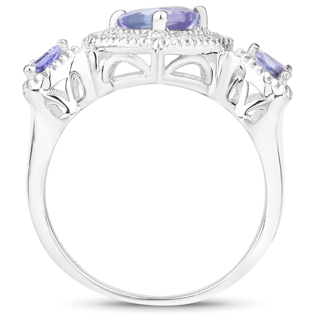 1.09 Carat Genuine Tanzanite and White Diamond .925 Sterling Silver Ring by Bids.com