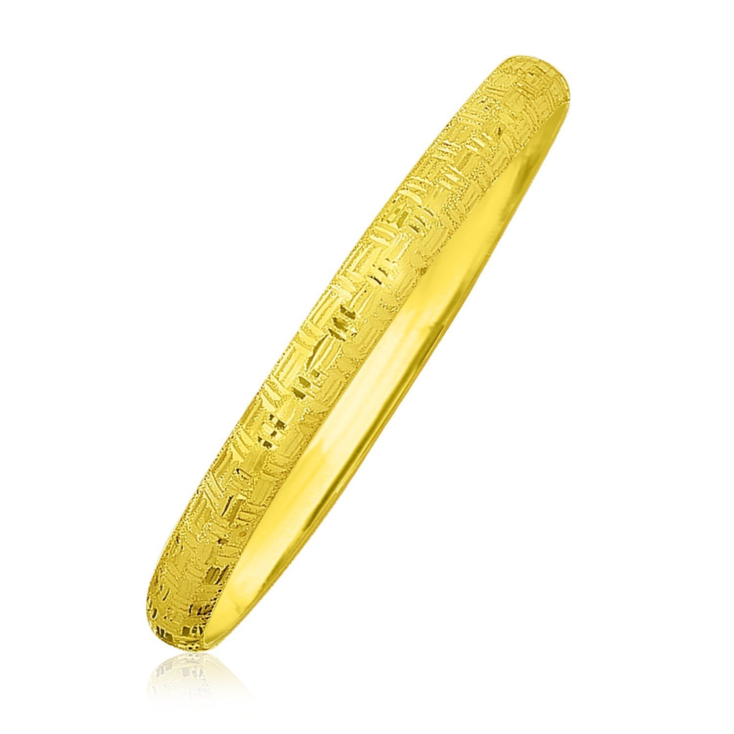 10k Yellow Gold Greek Pattern Textured Bangle by Bids.com