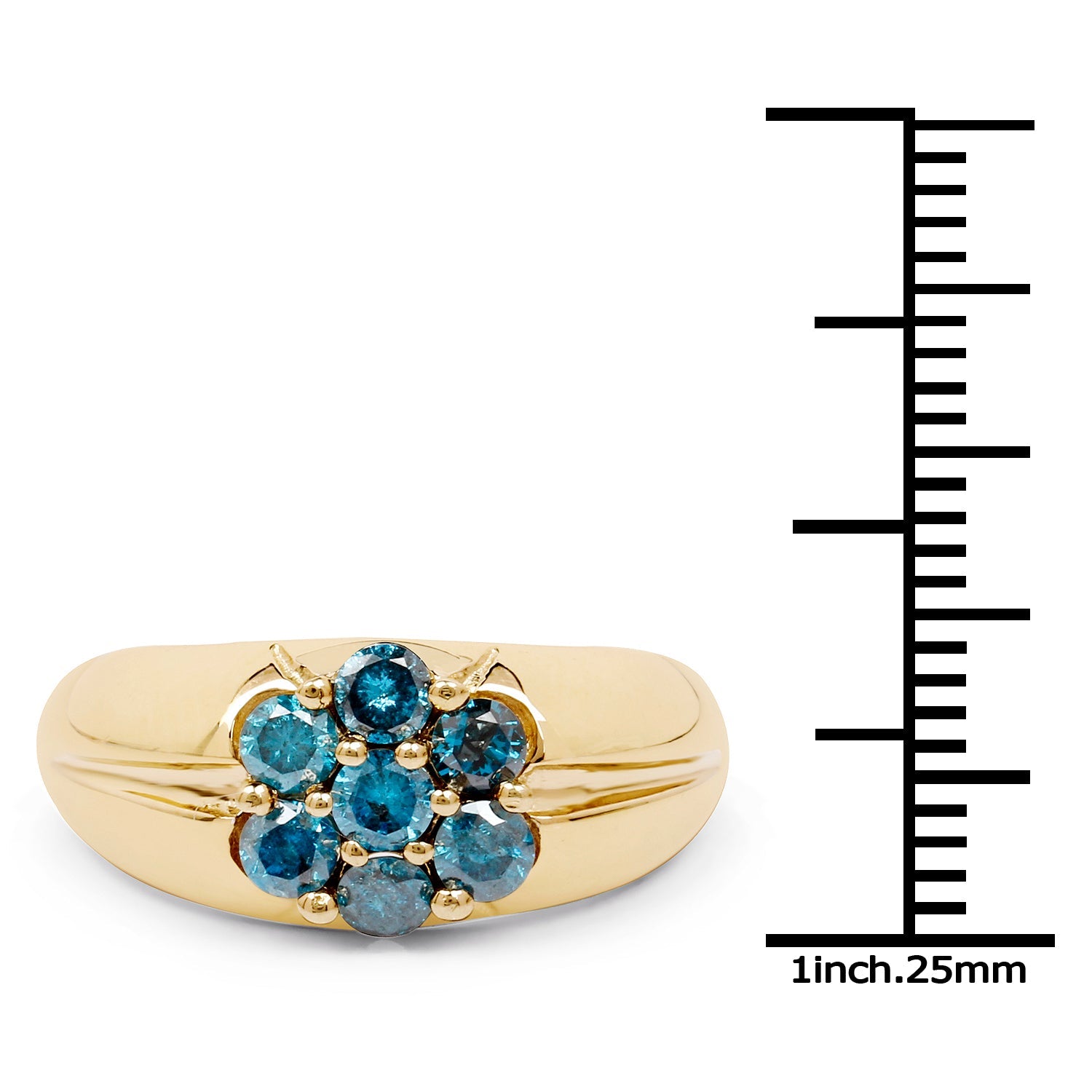 14K Yellow Gold Plated 0.98 Carat Genuine Blue Diamond .925 Sterling Silver Ring by Bids.com