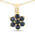 0.43 Carat Genuine Blue Sapphire and White Diamond 10K Yellow Gold Pendant  DestGlow