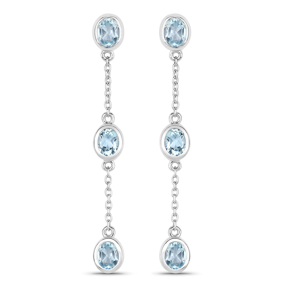 2.16 Carat Genuine Blue Topaz .925 Sterling Silver Earrings by Bids.com