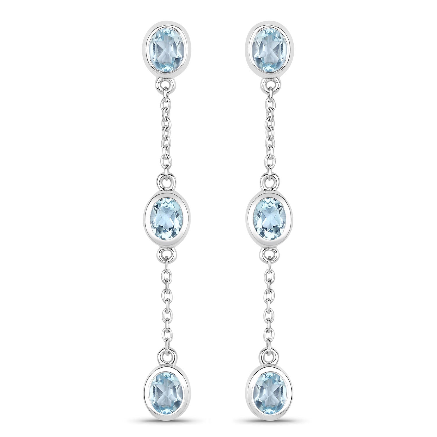 2.16 Carat Genuine Blue Topaz .925 Sterling Silver Earrings by Bids.com