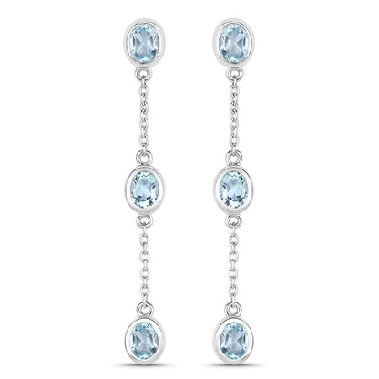 2.16 Carat Genuine Blue Topaz .925 Sterling Silver Earrings by Bids.com