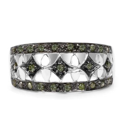 0.32 Carat Genuine Green Diamond .925 Sterling Silver Ring by Bids.com