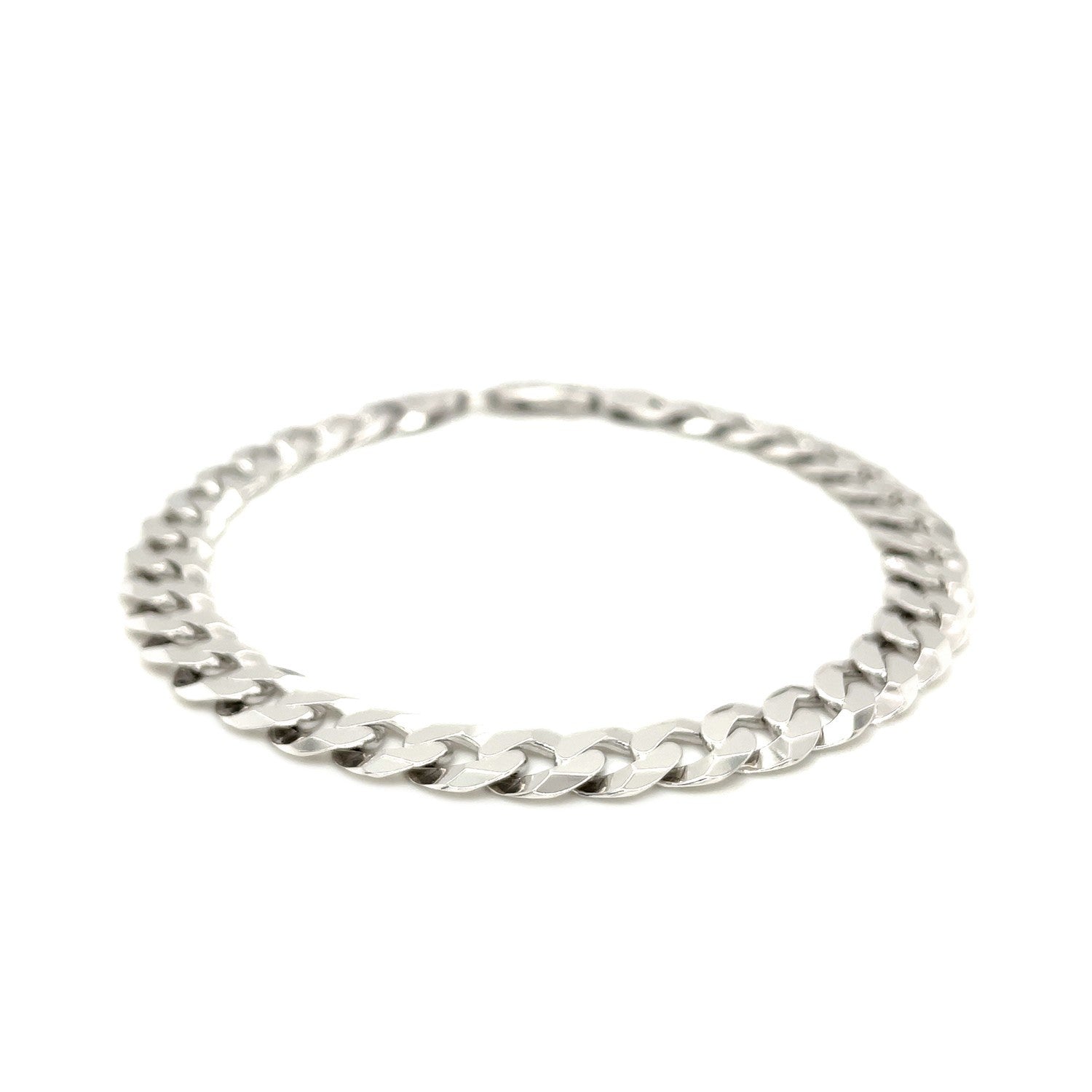 Rhodium Plated 7.9mm Sterling Silver Curb Style Bracelet by Bids.com