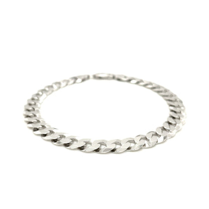 Rhodium Plated 7.9mm Sterling Silver Curb Style Bracelet by Bids.com