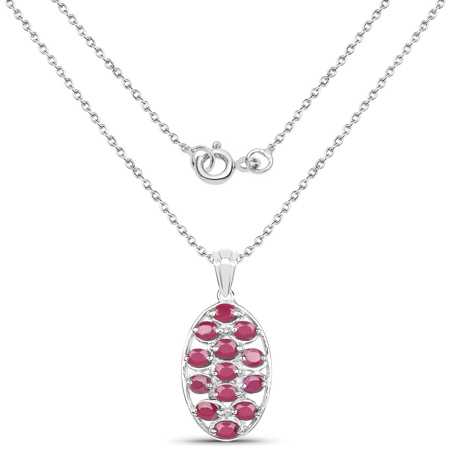 2.86 Carat Glass Filled Ruby .925 Sterling Silver Pendant  DestGlow
