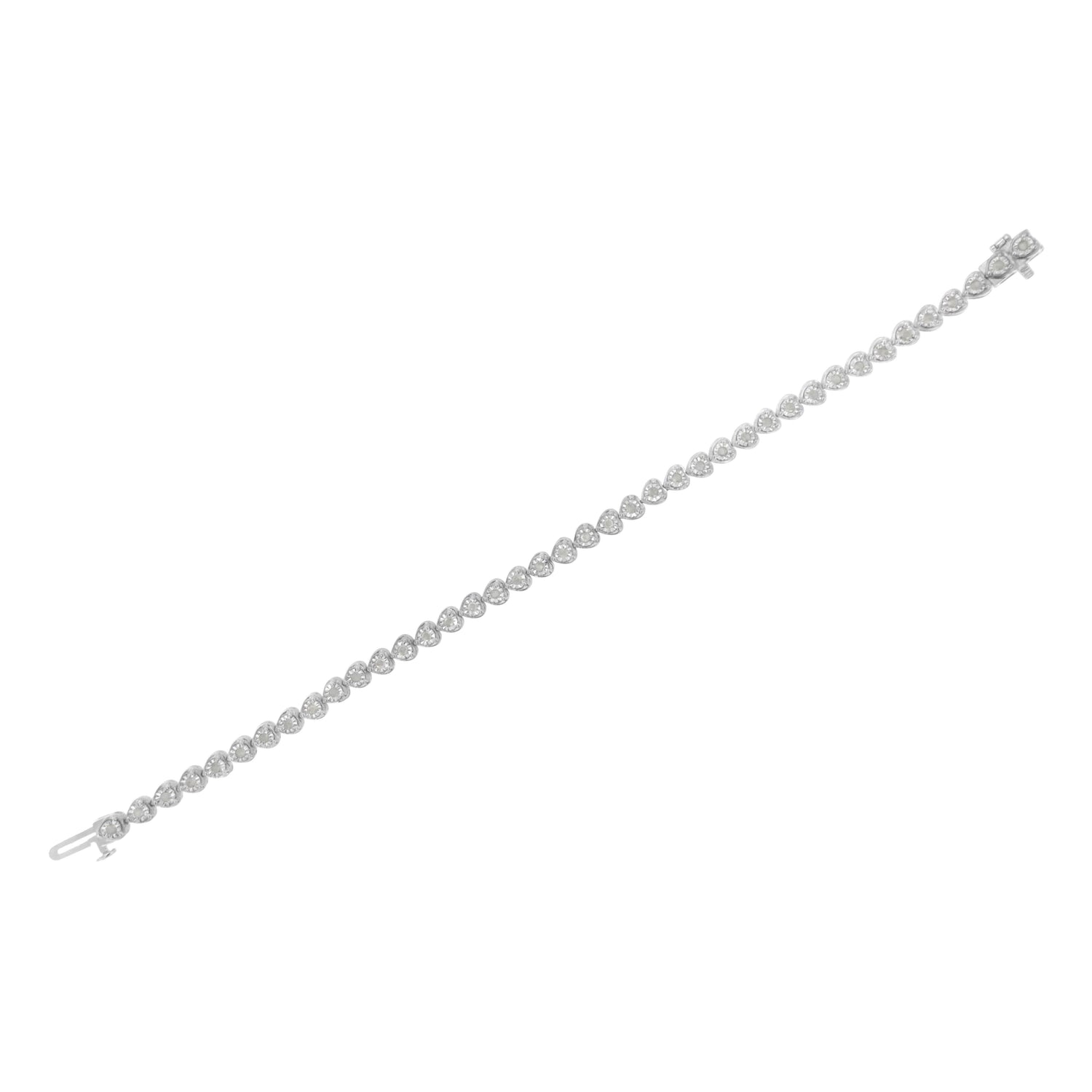 .925 Sterling Silver 1.0 Cttw Miracle Set Diamond Heart-Link 7" Tennis Bracelet (I-J Color, I2-I3 Clarity) by Bids.com