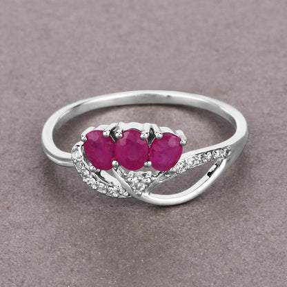 0.71 Carat Genuine Ruby and White Diamond 14K White Gold Ring by Bids.com
