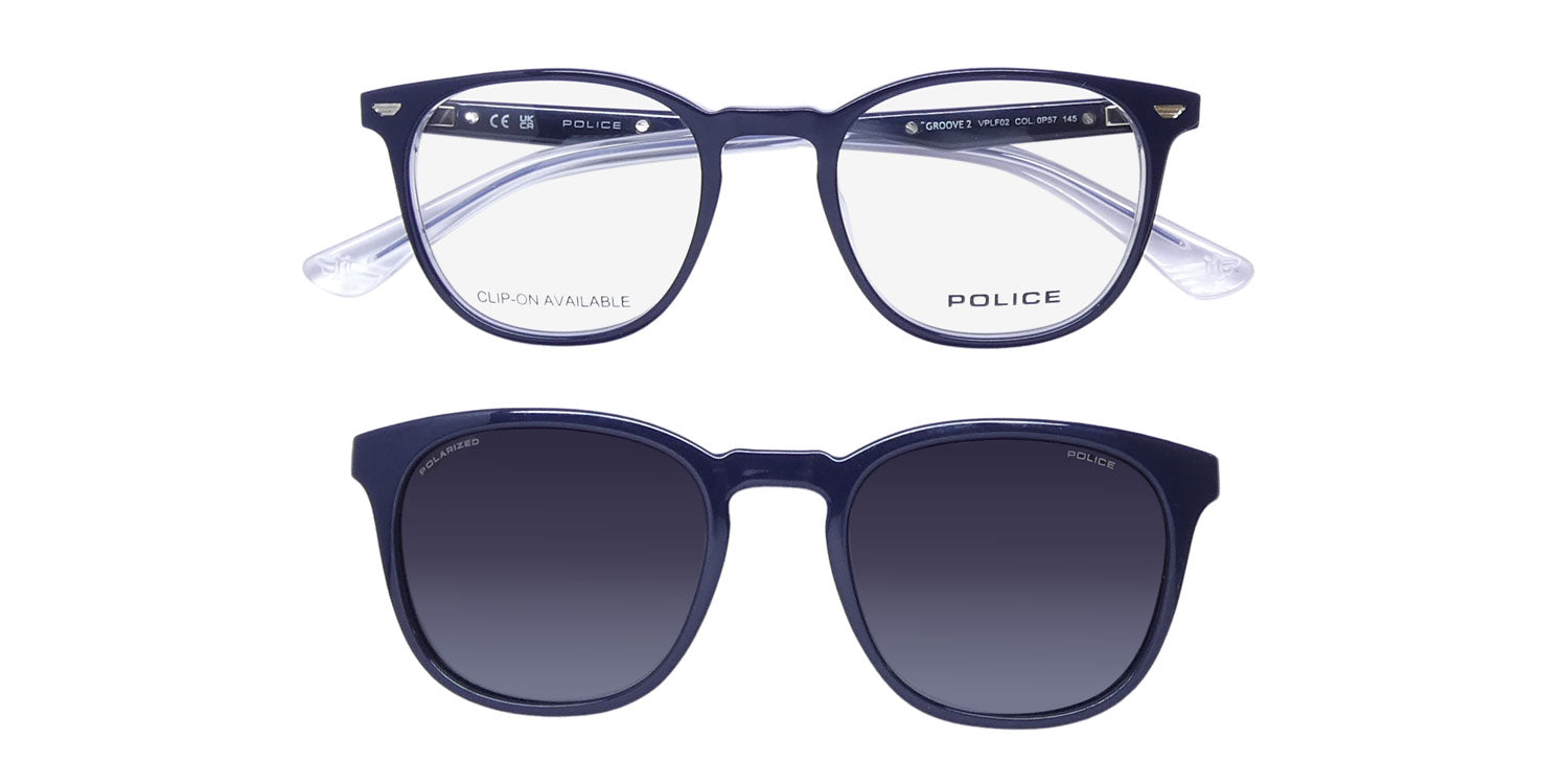 Police Vplf02 Groove 2 Clip-On Eyeglasses by ModaFrames