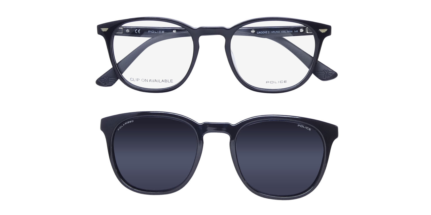Police Vplf02 Groove 2 Clip-On Eyeglasses by ModaFrames
