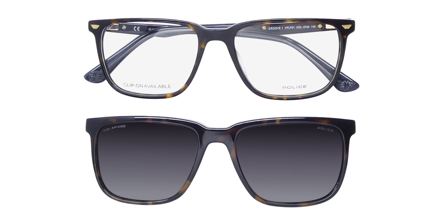Police Vplf01 Groove 1 Clip-On Eyeglasses by ModaFrames