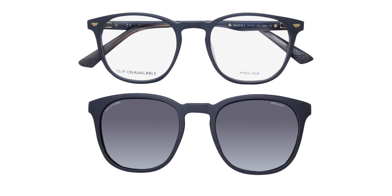 Police Vplf02 Groove 2 Clip-On Eyeglasses by ModaFrames