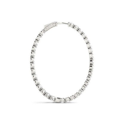 Oval Shape Two Sided Diamond Hoop Earrings in 14k White Gold (2 cttw) by Bids.com