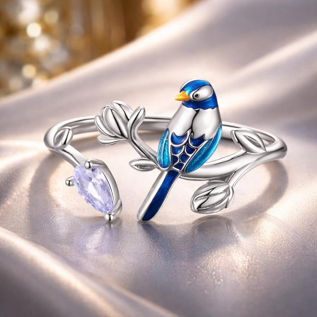 925 Silver Enamel &amp; Paved CZ Ring for Unisex  DestGlow