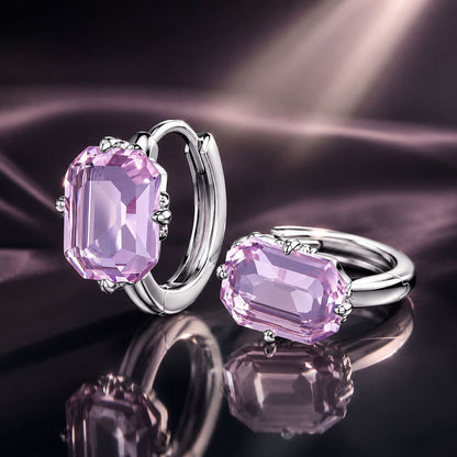 925 Sterling Silver Earrings with Transparent Glass, 12x7mm, for Women  DestGlow
