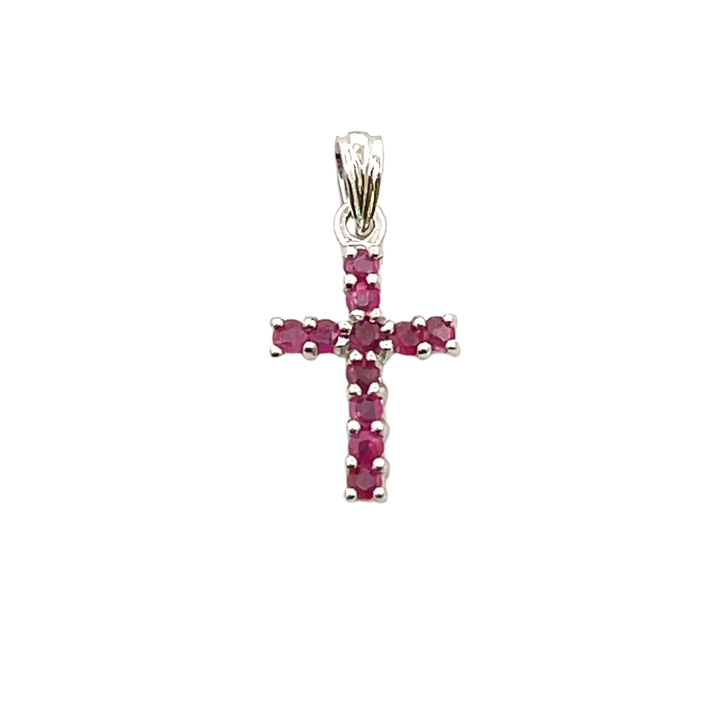 .21ct Ruby Cross Religious Pendant 10KT White Gold by Bids.com