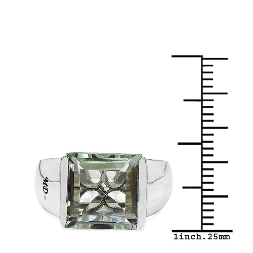 5.71 Carat Genuine Green Amethyst &amp; White Diamond .925 Sterling Silver Ring by Bids.com