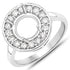 0.48 Carat Genuine White Diamond 14K White Gold Semi Mount Ring - holds 8.00mm Round Gemstone by Bids.com