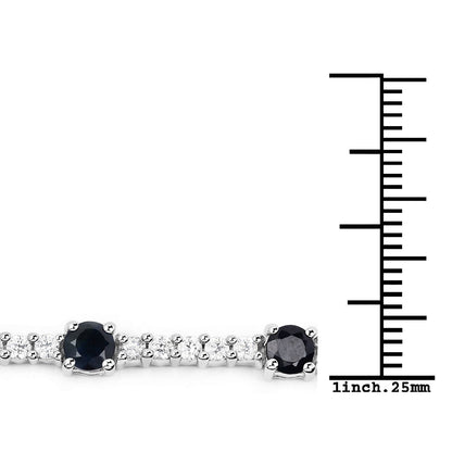 6.21 Carat Genuine Blue Sapphire and White Zircon .925 Sterling Silver Bracelet by Bids.com