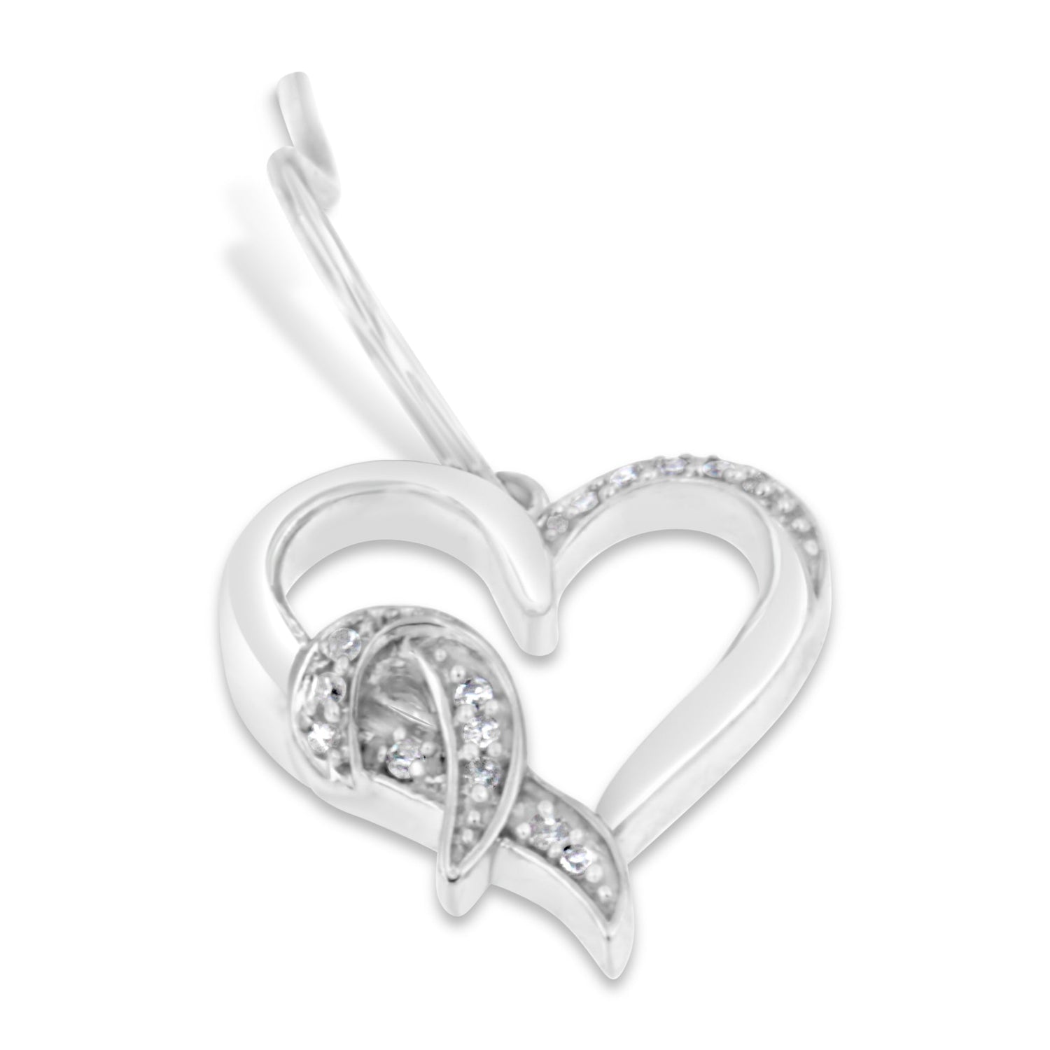 Sterling Silver Round Cut Diamond Heart Dangle Earrings (0.09 cttw, H-I Color, I1-I2 Clarity) by Bids.com