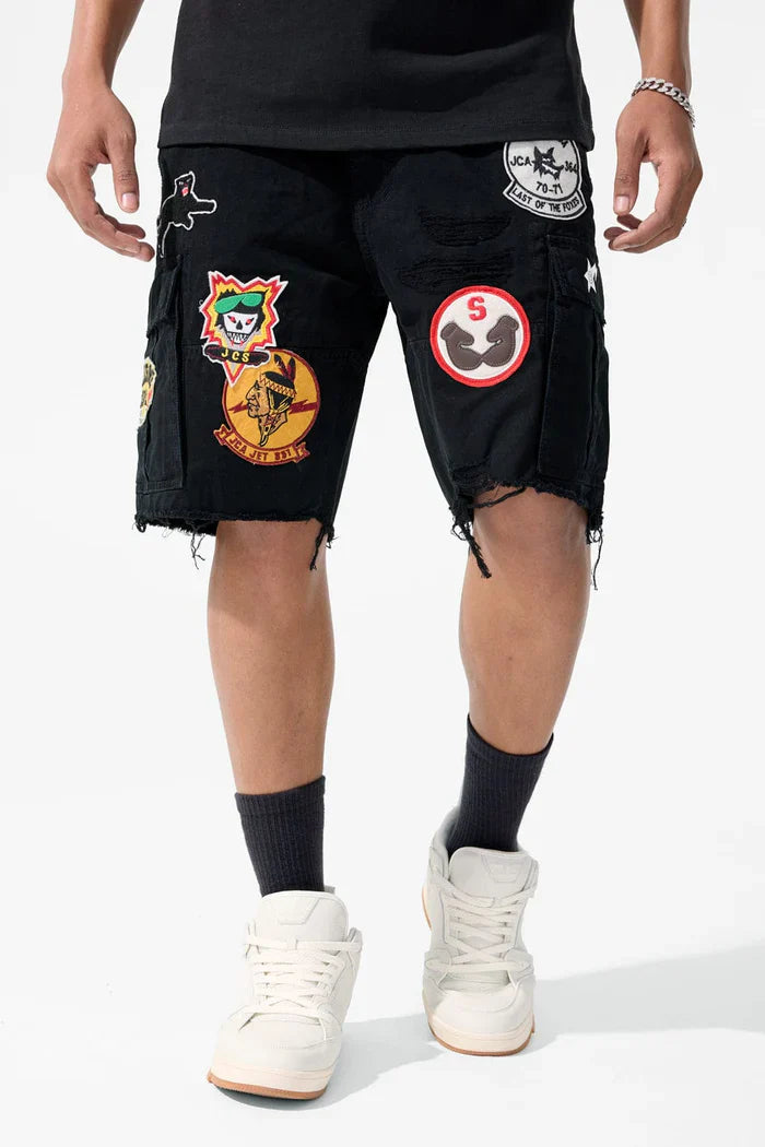 Jordan Craig War Angel Cargo Shorts - Black by Denim Exchange