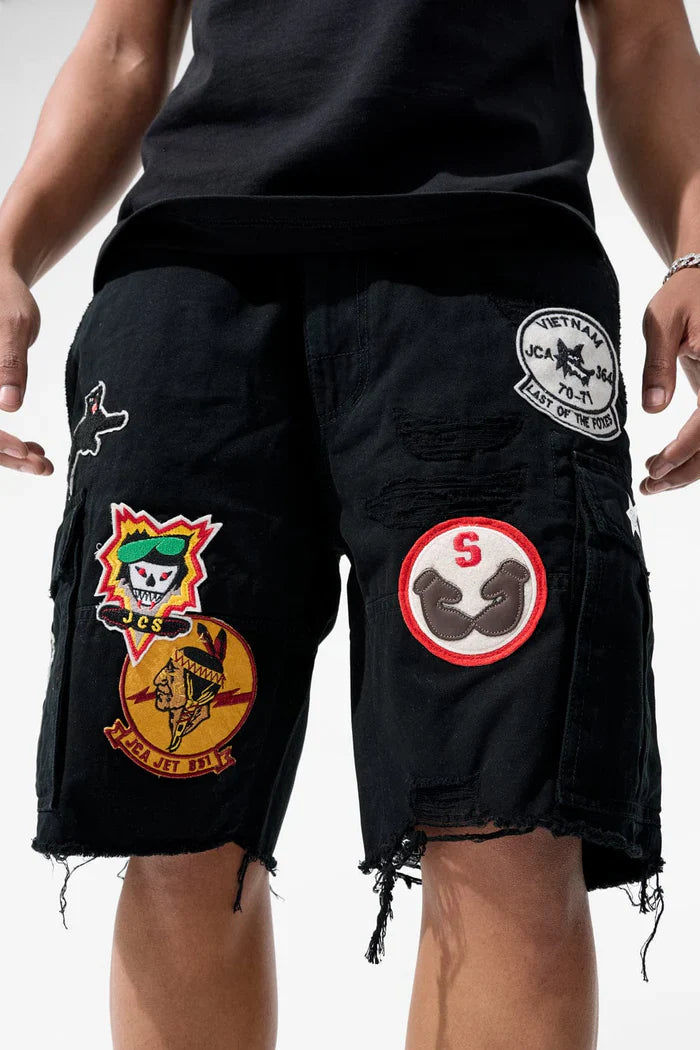 Jordan Craig War Angel Cargo Shorts - Black by Denim Exchange