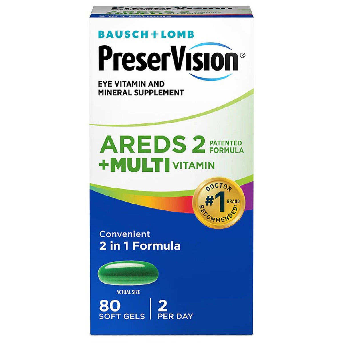 PreserVision AREDS 2 Formula + MultiVitamin Vitamin &amp; Mineral Supplement 80 Ct Soft Gels by Pasteur Pharmacy
