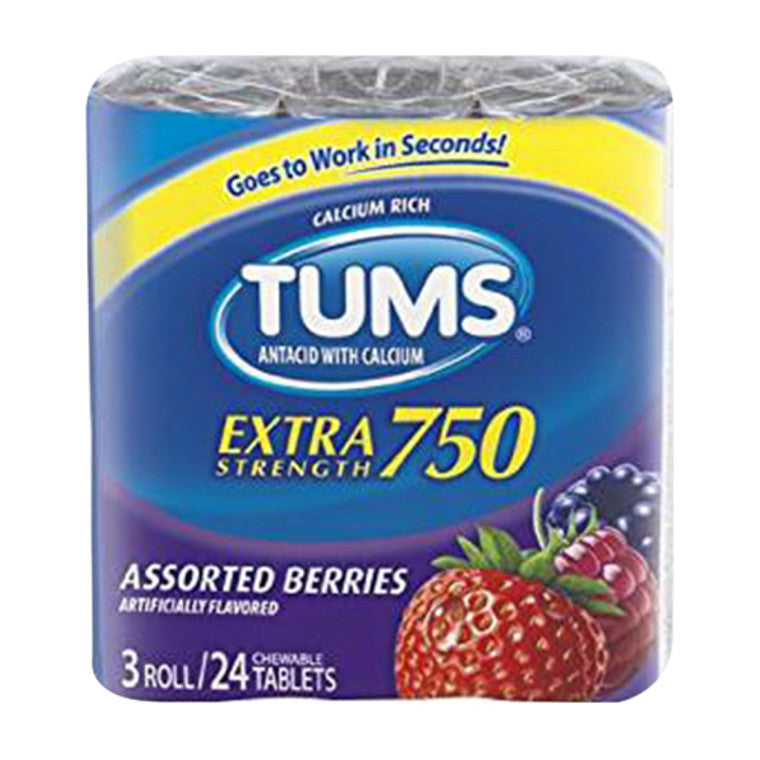 Tums Extra Strength 750 Assorted Berries Tablets 