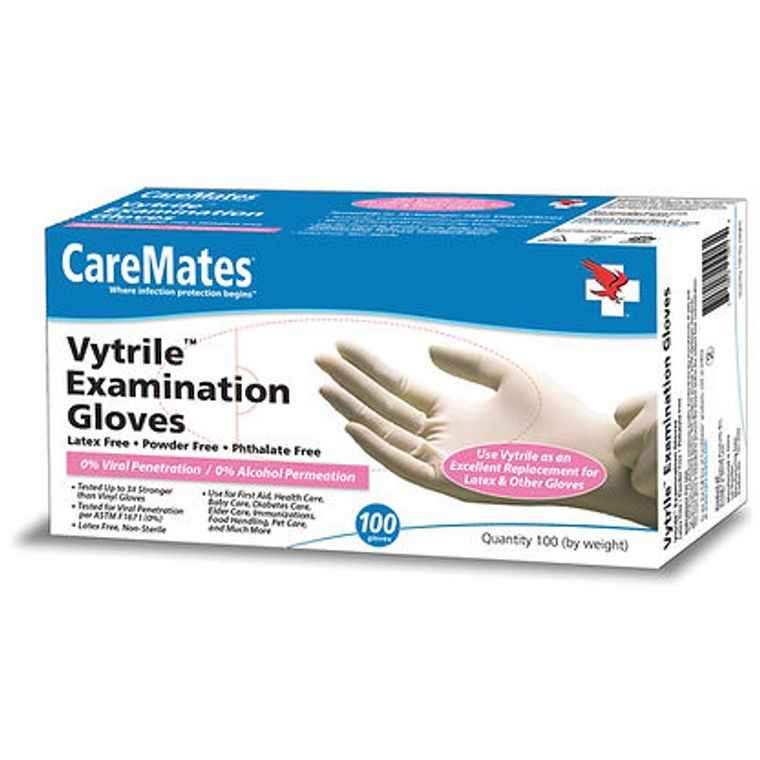 Caremates Vytrile Exam Gloves Latex  Free Powder Phthalate Free  X- Large 100Ct