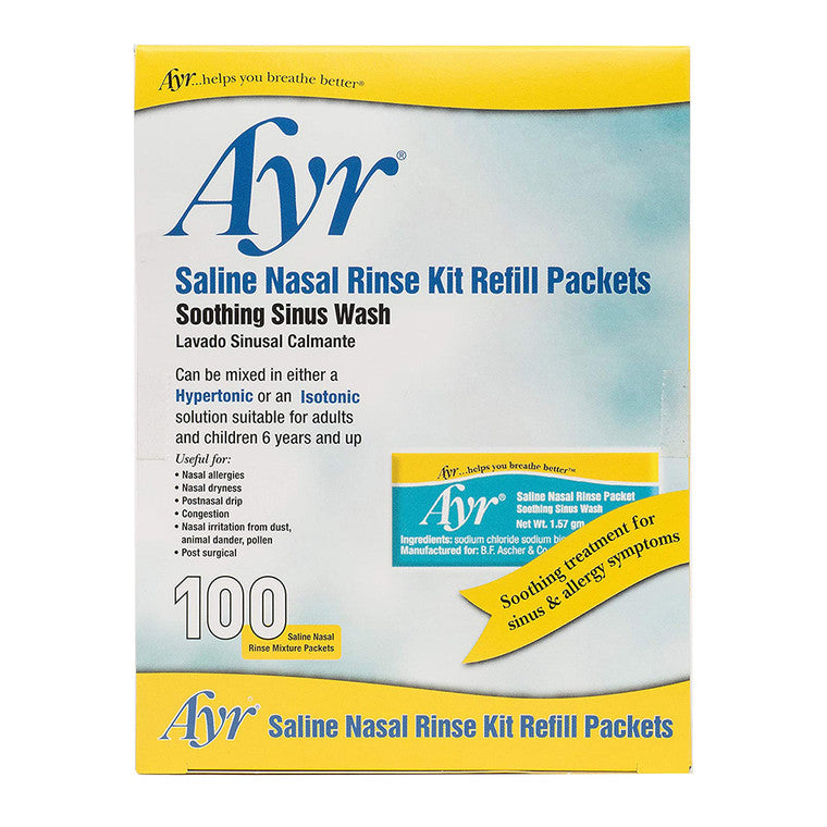 Ayr Saline Nasal Rinse Refill Packets (100 Count) by Pasteur Pharmacy