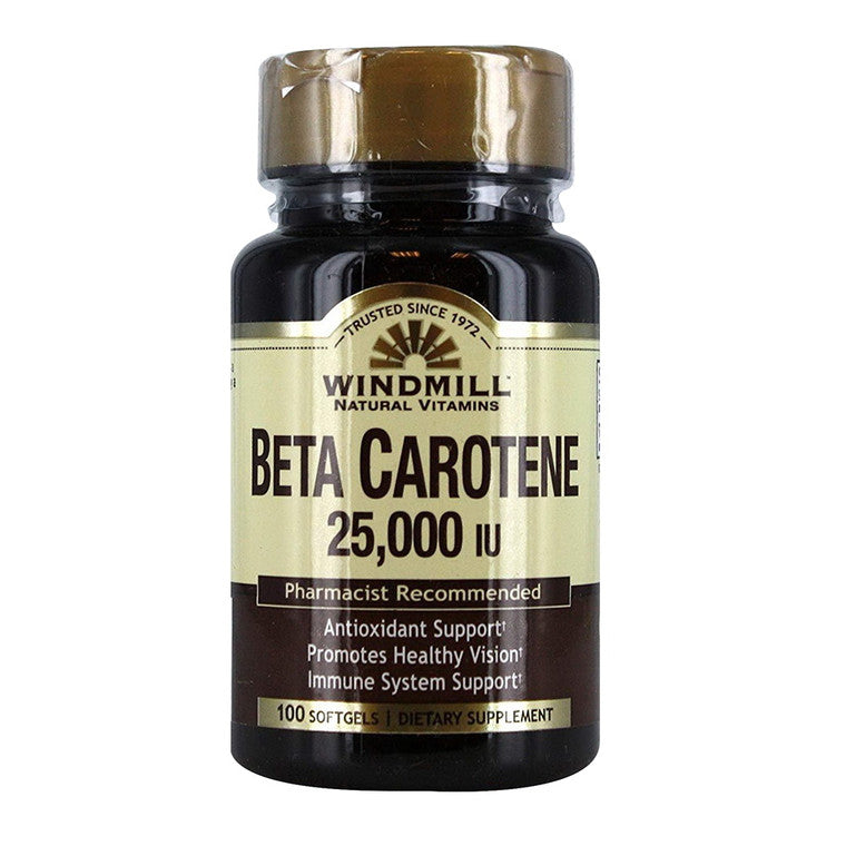 Windmill Beta Carotene 25,000 Iu Softgels 100 Soft Gels by Pasteur Pharmacy