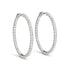 14k White Gold Diamond Hoop Earrings with Shared Prong Setting (2 cttw) by Bids.com