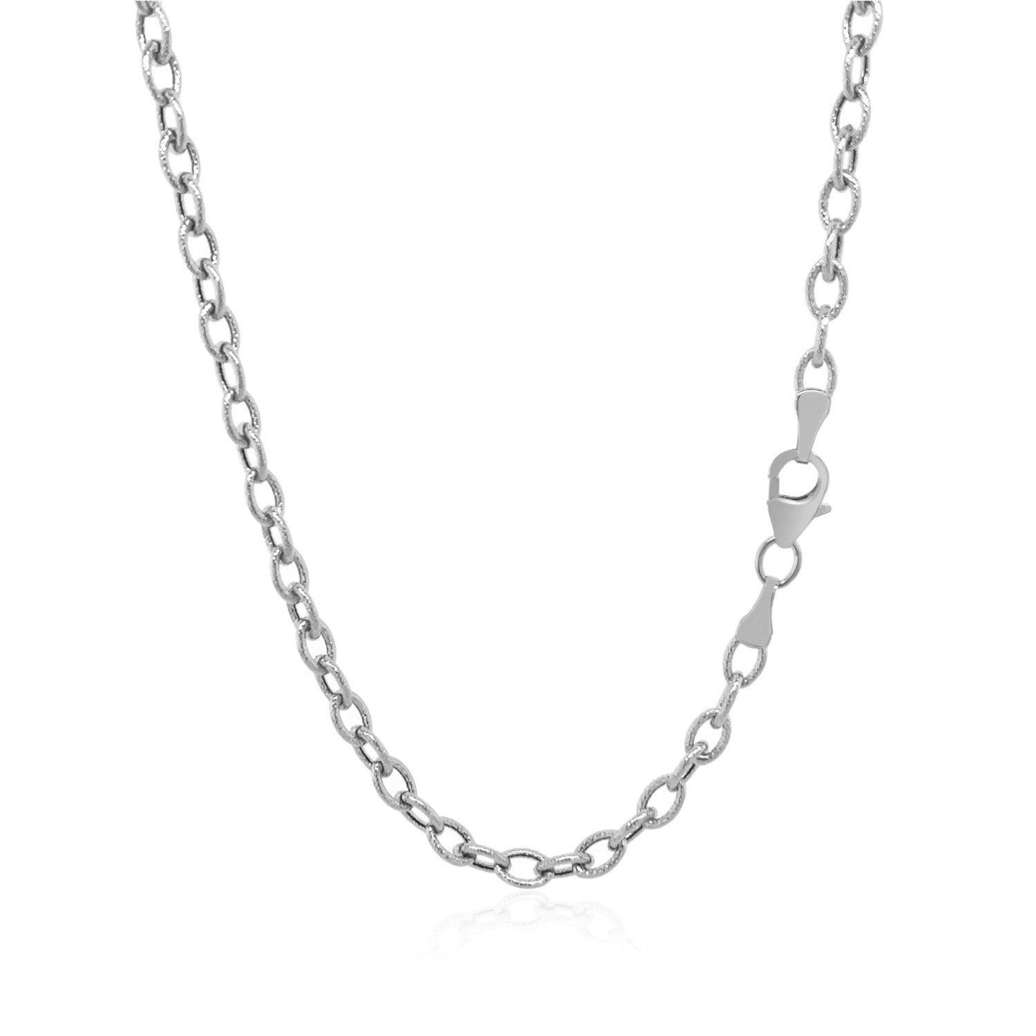3.5mm 14k White Gold Pendant Chain with Textured Links by Bids.com