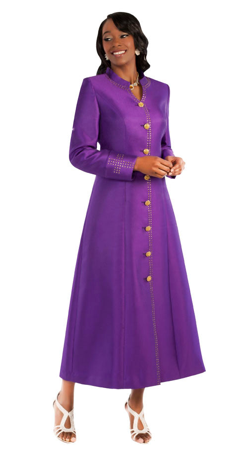 Plus Size Satin Cassock Robe with Rhinestone Button Front - 4445W by Tally Taylor