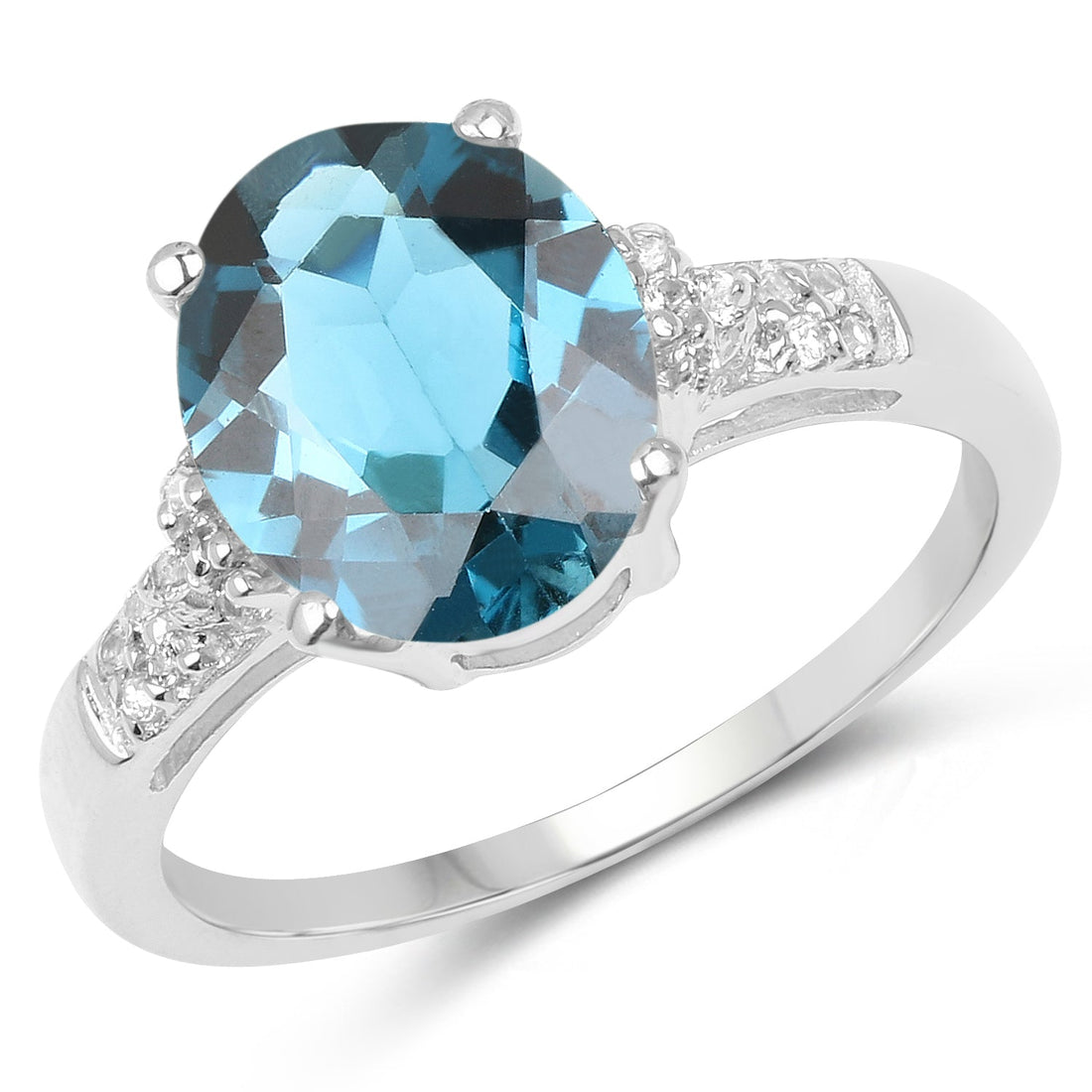 2.64 Carat Genuine London Blue Topaz and White Topaz .925 Sterling Silver Ring by Bids.com