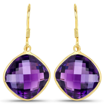 24.60 Carat Genuine Amethyst .925 Sterling Silver Earrings  DestGlow