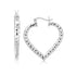 Sterling Silver Rhodium Plated Heart Style Hoop Diamond Cut Earrings by Bids.com