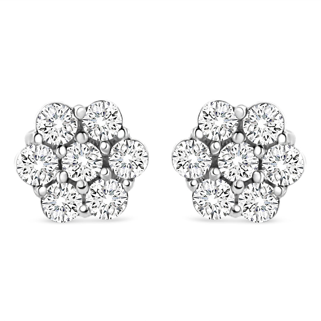 14K White Gold 1/2 cttw Round-Cut Diamond Floral Stud Earrings (I-J Color, SI2-I1 Clarity) by Bids.com