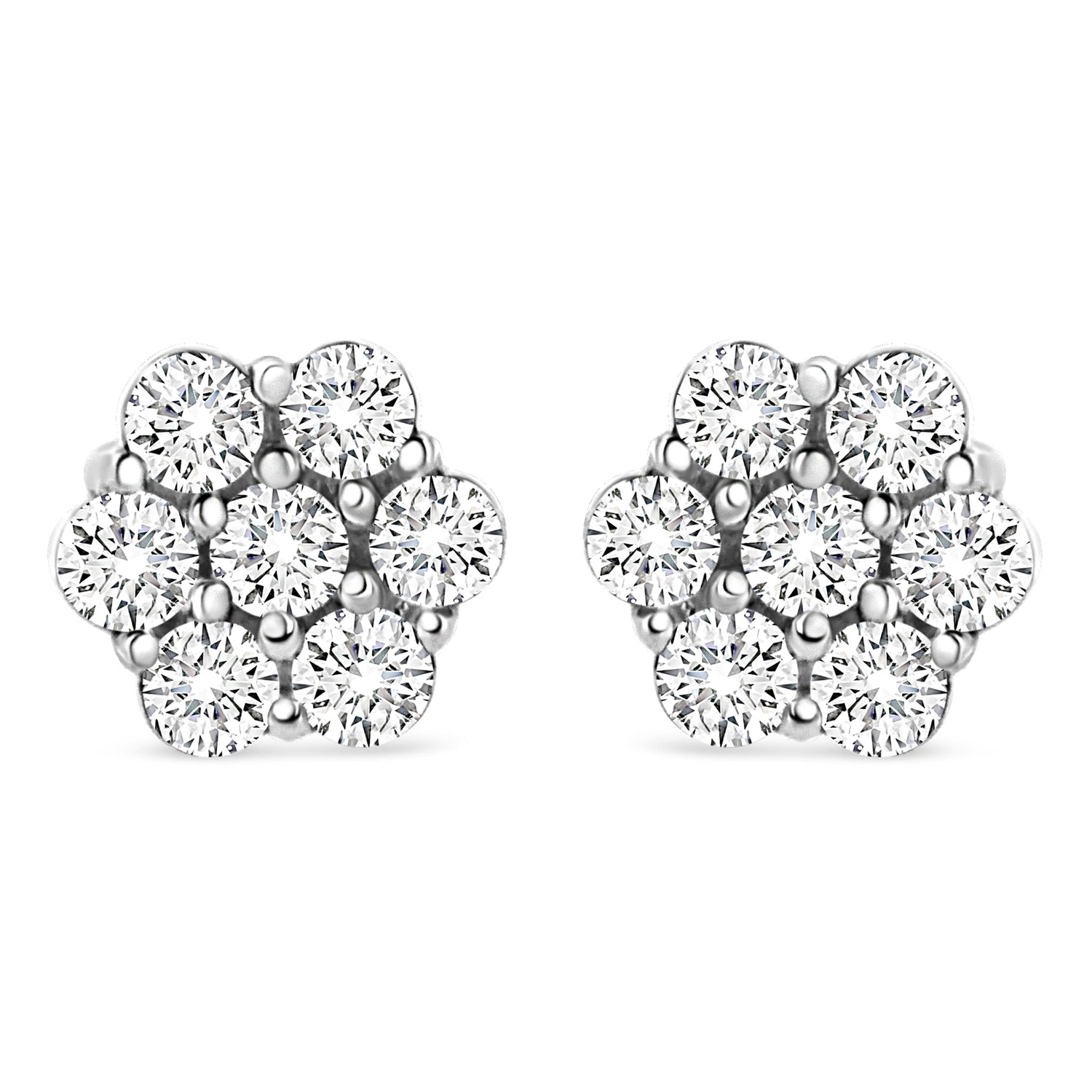 14K White Gold 1/2 cttw Round-Cut Diamond Floral Stud Earrings (I-J Color, SI2-I1 Clarity) by Bids.com