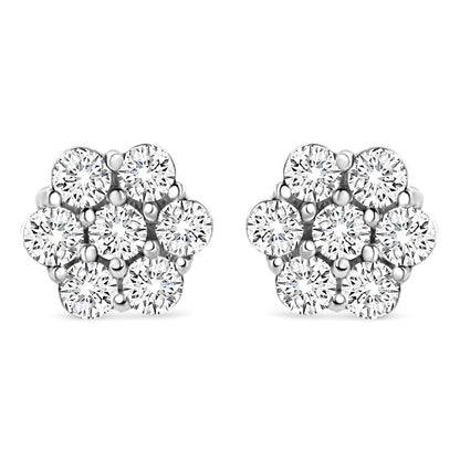 14K White Gold 1/2 cttw Round-Cut Diamond Floral Stud Earrings (I-J Color, SI2-I1 Clarity) by Bids.com