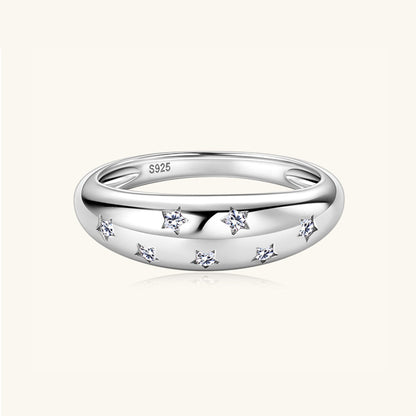 Pure Sterling Silver Inlaid Sparkala™ Star Ring - DestGlow
