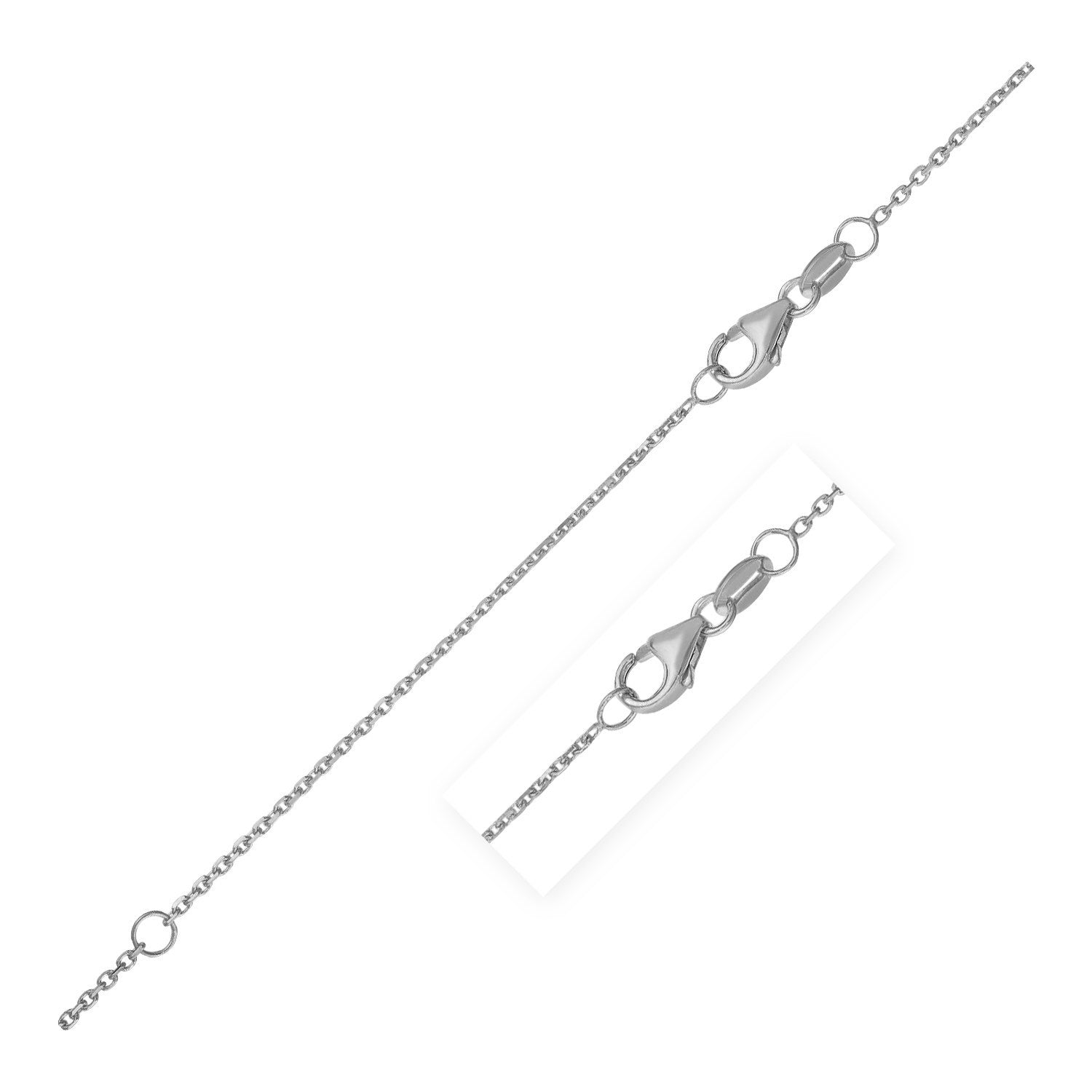 Double Extendable Diamond Cut Cable Chain in 14k White Gold (0.8mm)  DestGlow