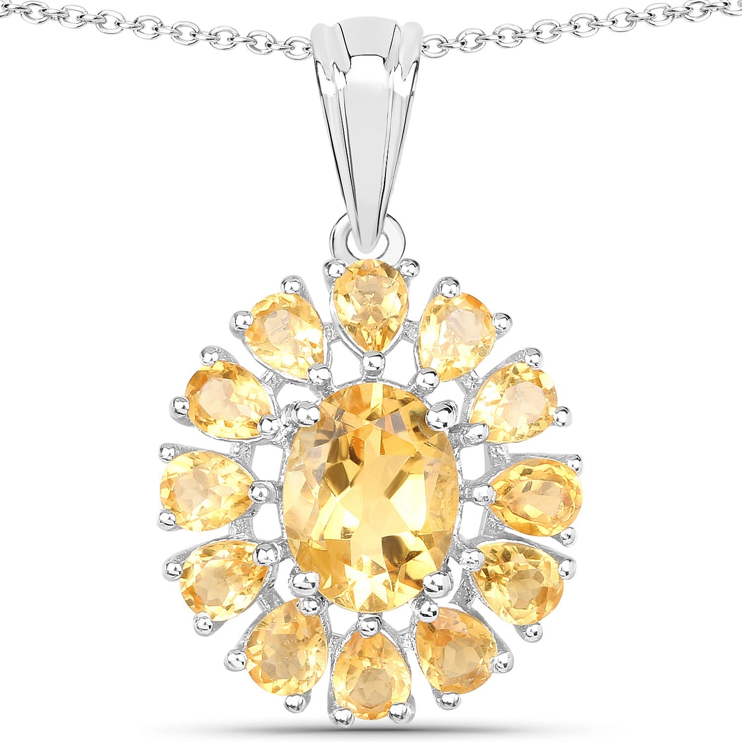 12.24 Carat Genuine Citrine and White Topaz .925 Sterling Silver 3 Piece Jewelry Set (Ring, Earrings, and Pendant w/ Chain) by Bids.com