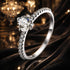 925 Sterling Silver Plated Platinum 0.60 Carat Zircon Ring Size 6 for Women  DestGlow