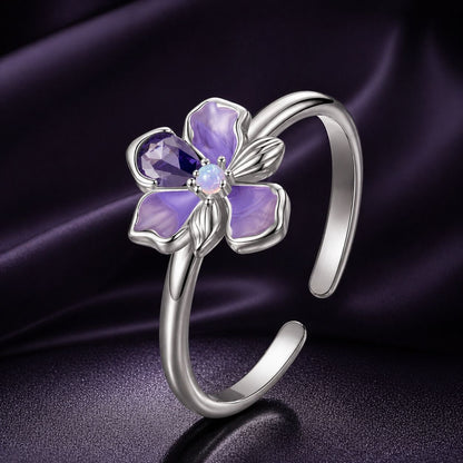 925 Sterling Silver Pavé Set CZ Enamel White Gold Plated Nano Opal Pendant Ring  DestGlow